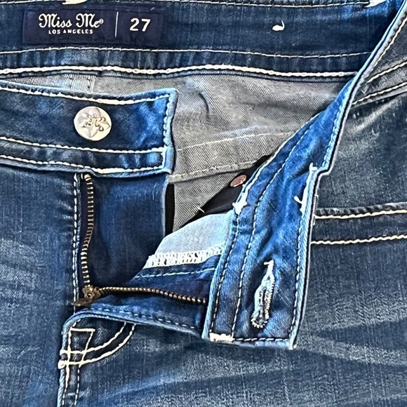 Miss Me Mid Rise Boot Jeans Womens 27 x32 Cowgirl Rodeo Embroidered Rhinestone - Picture 9 of 14